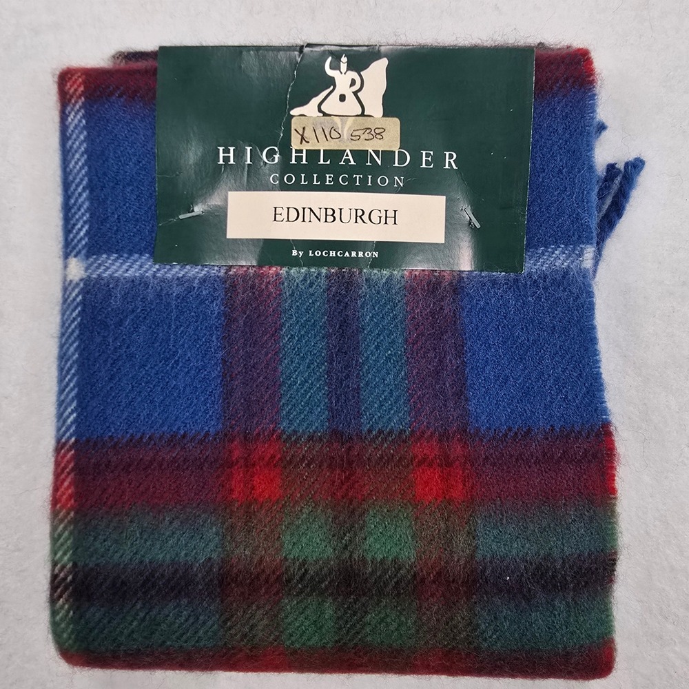 Highlander Collection Edinburgh Tartan 100% Lambswool Scarf by Lochcarron Blue